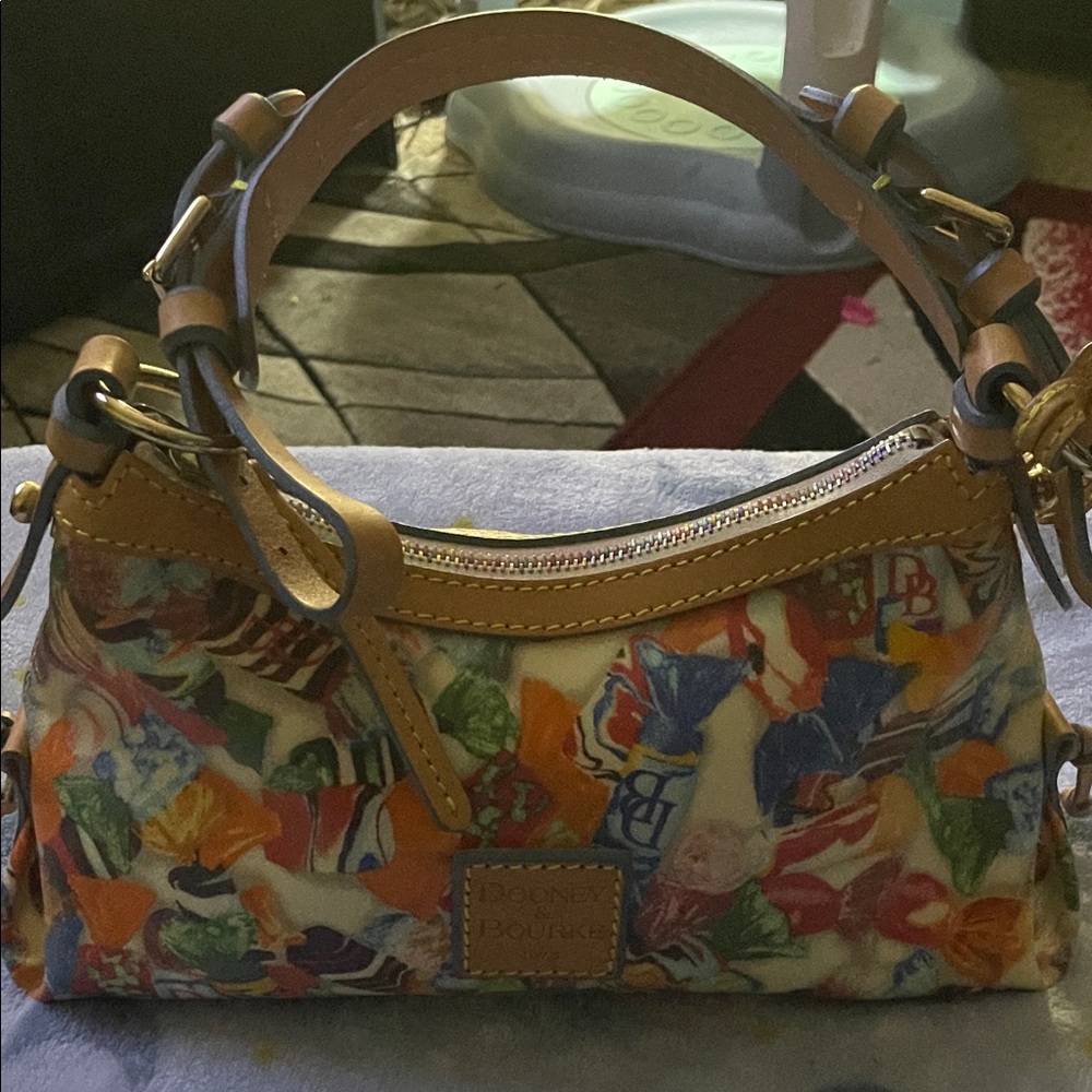 Dooney & Bourke Vintage 1990’s Era Candy/ Rainbow Zip Shoulder Bag 10”W x 5”H